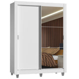 Placard Soltero Denver 2 Puertas Corredizas con Espejo con Patas Blanco