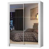Placard Soltero Denver 2 Puertas Corredizas 2 con Espejo Blanco