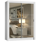 Placard Soltero Dallas 2 Puertas Corredizas con Espejo 2 Cajones Blanco