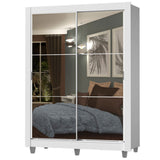 Placard Soltero Dallas 2 Puertas Corredizas con Espejo 2 Cajones con Patas Blanco