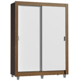 Placard Soltero Dallas Plus 2 Puertas Corredizas 4 Cajones con Patas Marrón/Blanco