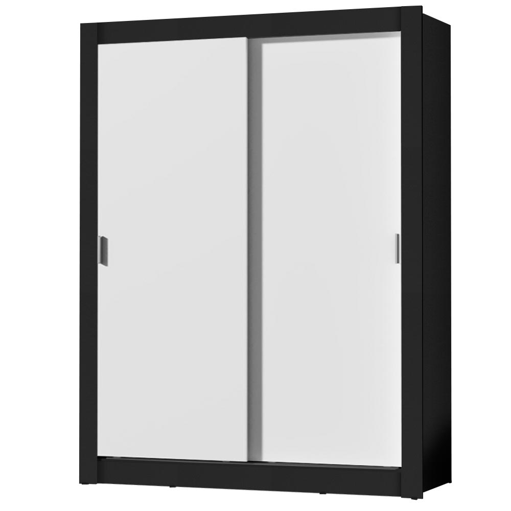 Placard Soltero Dallas Plus 2 Puertas Corredizas 4 Cajones Negro/Blanco