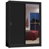 Placard Soltero Dallas 2 Puertas Corredizas con Espejo 2 Cajones Negro