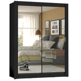 Placard Soltero Denver 2 Puertas Corredizas 2 con Espejo Negro