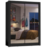 Placard Soltero Dallas 2 Puertas Corredizas de Espejo 2 Cajones Negro