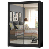 Placard Soltero Dallas Plus 2 Puertas Corredizas de Espejo 4 Cajones Negro