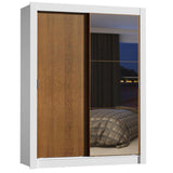 Placard Soltero 2 Puertas Corredizas con Espejo 4 Cajones Blanco/Marrón Dallas Plus
