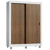 Placard Soltero Dallas Plus 2 Puertas Corredizas 4 Cajones con Patas Blanco/Marrón