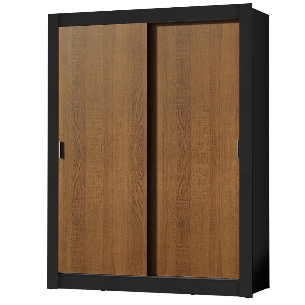 Placard Soltero Dallas Plus 2 Puertas Corredizas 4 Cajones Negro/Marrón