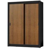Placard Soltero Dallas Plus 2 Puertas Corredizas 4 Cajones Negro/Marrón