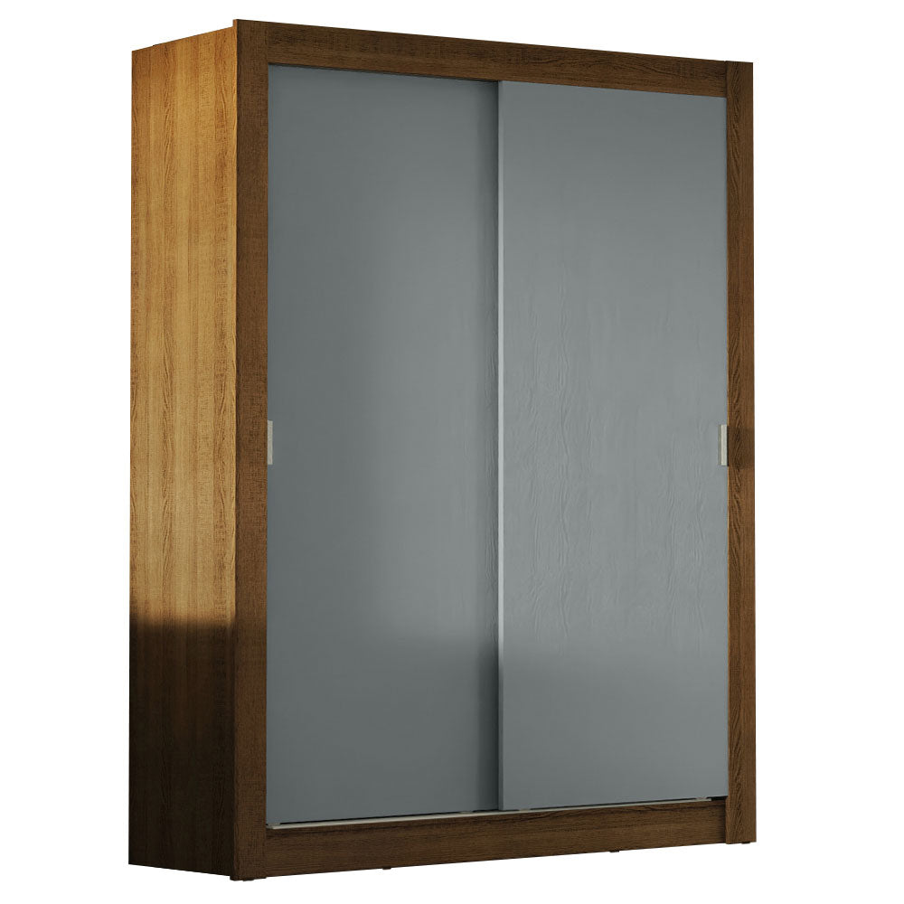Placard Ropero Solteiro Madesa Denver 2 Puertas Corredizas Marrón/Gris