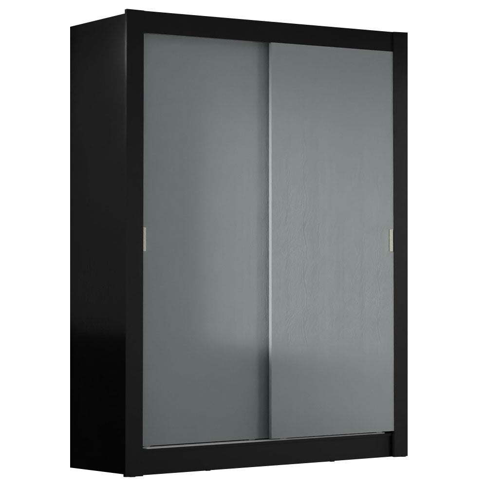 Placard Ropero Solteiro Madesa Denver 2 Puertas Corredizas Negro/Gris