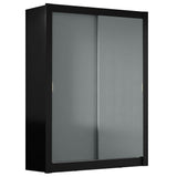 Placard Ropero Solteiro Madesa Denver 2 Puertas Corredizas Negro/Gris