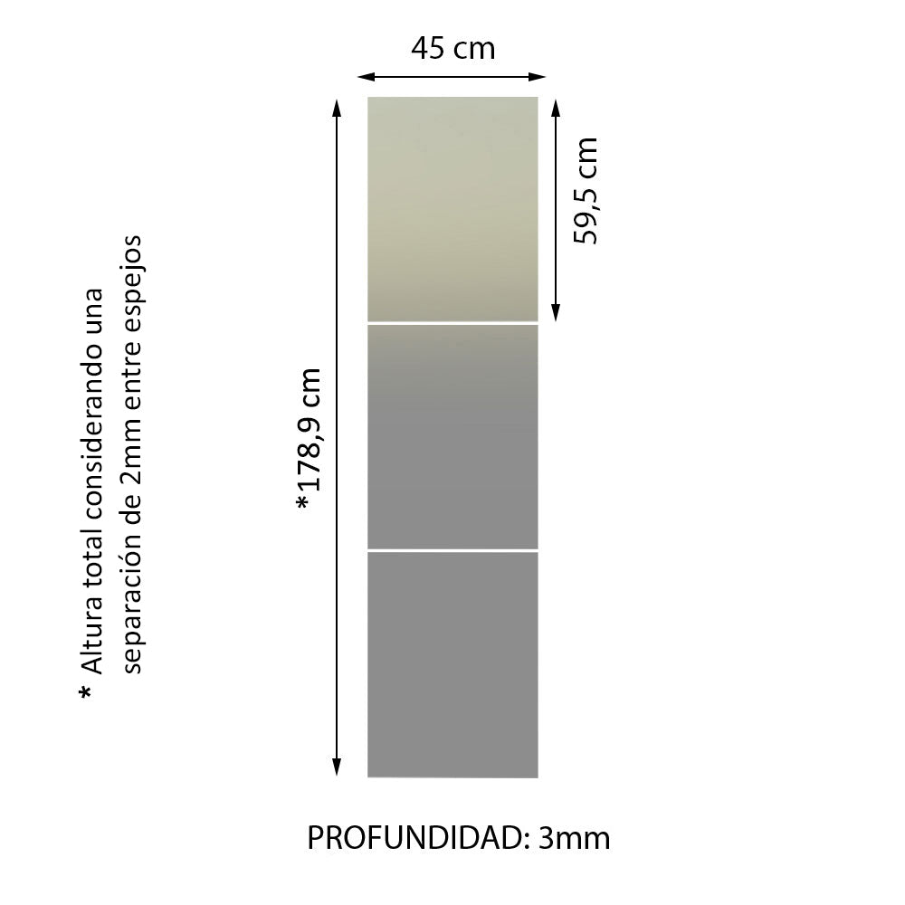 Kit Madesa con 3 Espejos de 59,5 x 45 cm para Placard