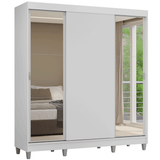Placard Matrimonial con Patas 180 cm 3 Puertas con Espejos Reno Blanco