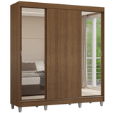Placard Matrimonial con Patas 180 cm 3 Puertas con Espejos Reno Marrón