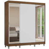 Placard Matrimonial con Patas 180 cm 3 Puertas con Espejos Reno Marrón/Blanco
