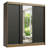 Placard Matrimonial Reno 3 Puertas Corredizas con Espejo Marrón/Negro