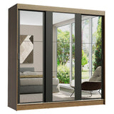 Placard Matrimonial Reno 3 Puertas Corredizas de Espejo Marrón/Negro