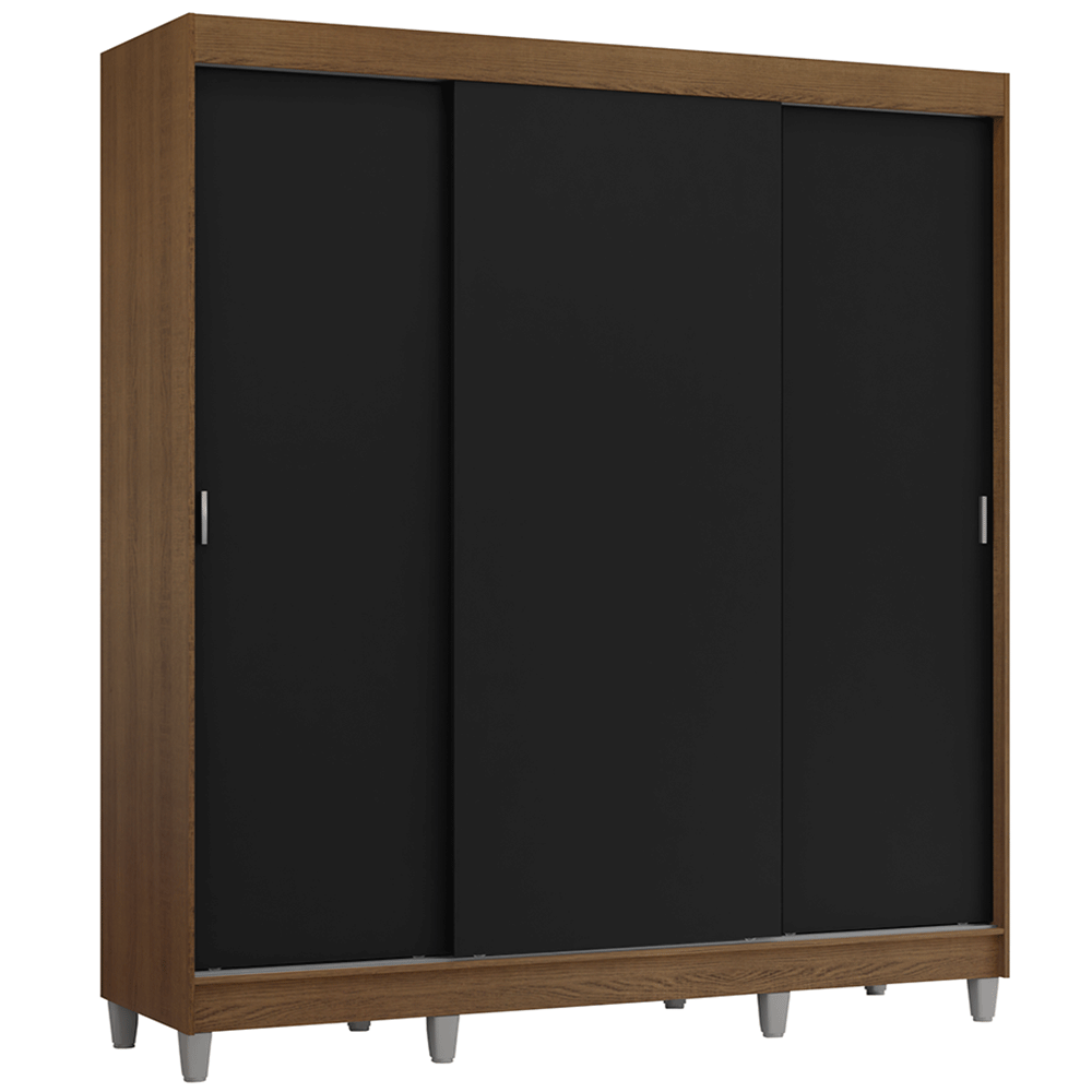 Placard Matrimonial con Patas 180 cm 3 Puertas Reno Marrón/Negro