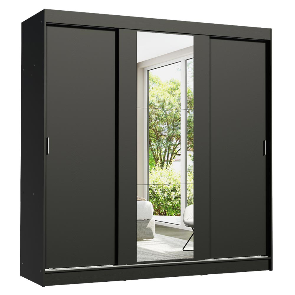 Placard Matrimonial Reno 3 Puertas Corredizas con Espejo Negro
