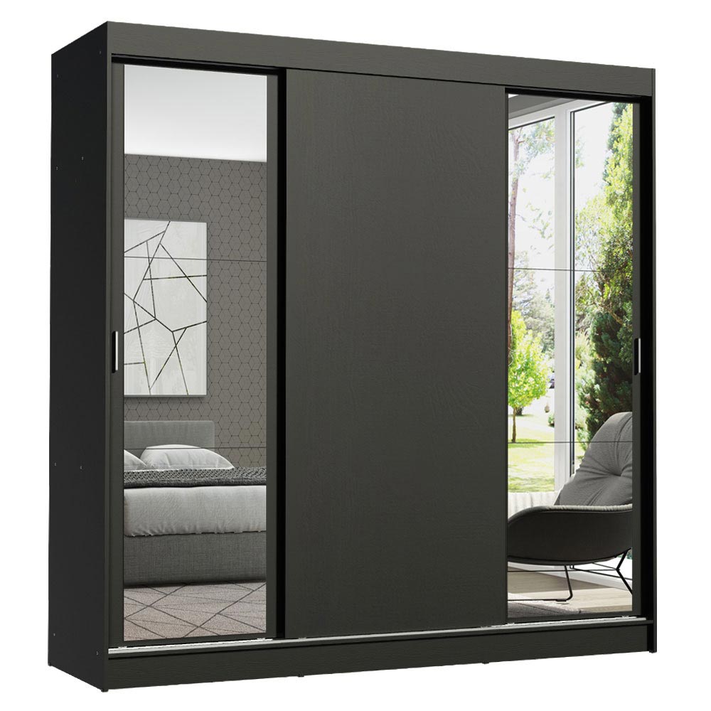 Placard Matrimonial Reno 3 Puertas Corredizas con Espejos Negro