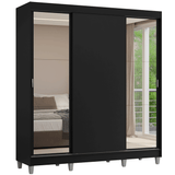 Placard Matrimonial con Patas 180 cm 3 Puertas con Espejos Reno Negro