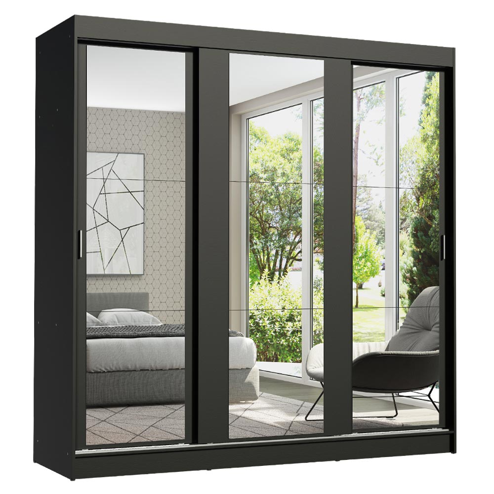 Placard Matrimonial Reno 3 Puertas Corredizas con Espejo Negro