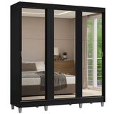Placard Matrimonial con Patas 180 cm 3 Puertas con 3 Espejos Reno Negro