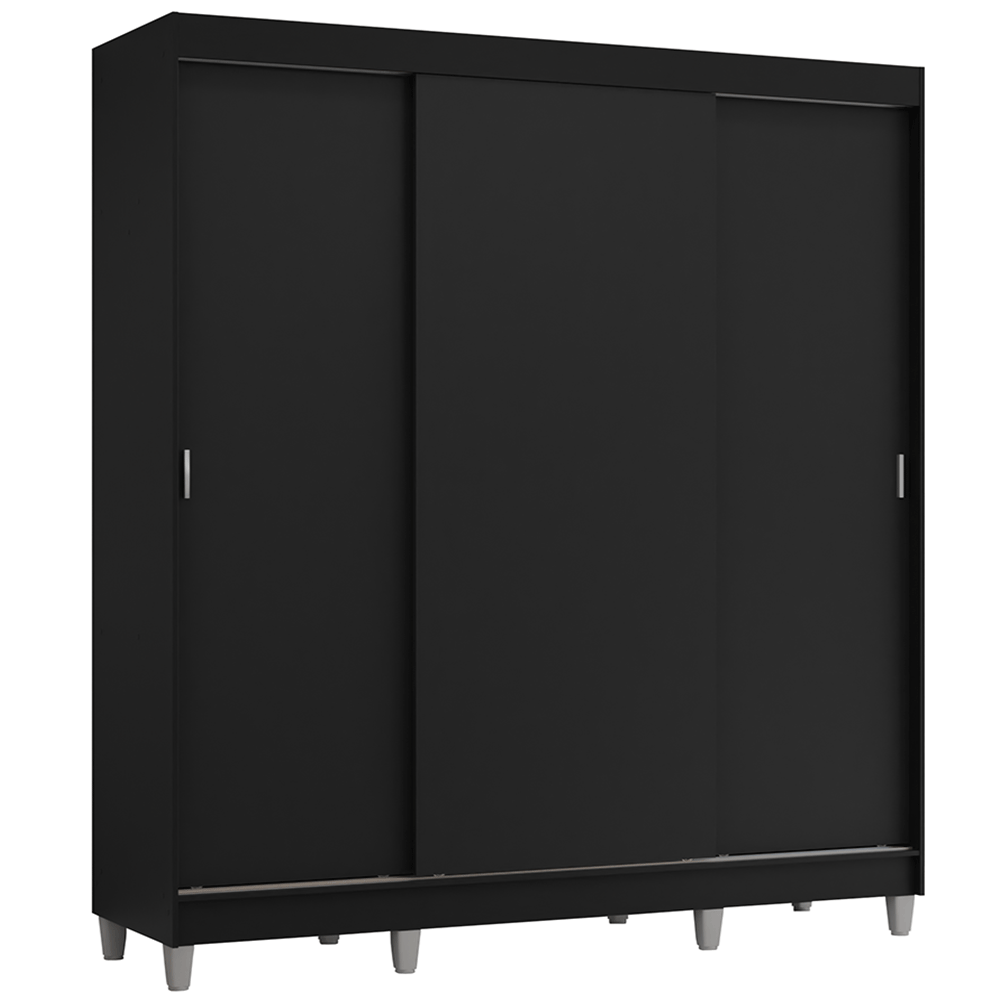 Placard Matrimonial con Patas 180 cm 3 Puertas Reno Negro