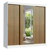 Placard Matrimonial Reno 3 Puertas Corredizas 1 Con Espejo - Blanco/Marrón
