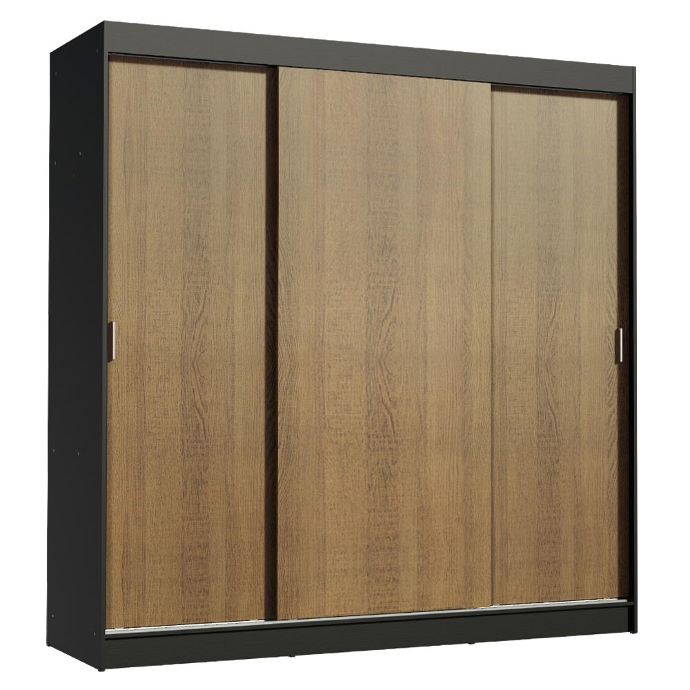 Placard Matrimonial Reno 3 Puertas Corredizas Negro/Marrón