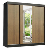 Placard Matrimonial Reno 3 Puertas Corredizas con Espejo Negro/Marrón