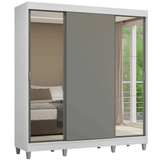 Placard Matrimonial con Patas 180 cm 3 Puertas con Espejos Reno Blanco/Gris