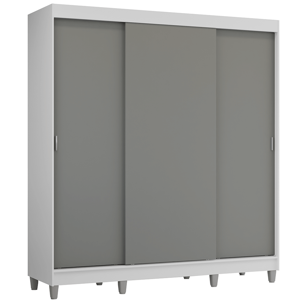 Placard Matrimonial con Patas 180 cm 3 Puertas Reno Blanco/Gris