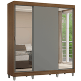 Placard Matrimonial con Patas 180 cm 3 Puertas con Espejos Reno Marrón/Gris