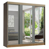 Placard Ropero Casal Madesa Reno 3 Puertas Corredizas de Espejo Marrón/Gris