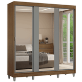 Placard Matrimonial con Patas 180 cm 3 Puertas con 3 Espejos Reno Marrón/Gris