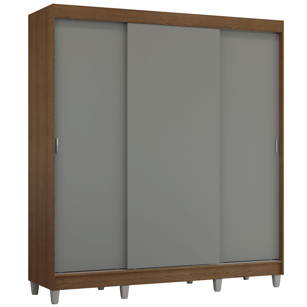 Placard Matrimonial con Patas 180 cm 3 Puertas Reno Marrón/Gris