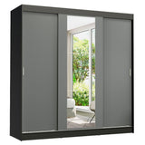 Placard Ropero Casal Madesa Reno 3 Puertas Corredizas con Espejo Negro/Gris