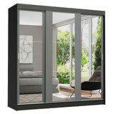 Placard Ropero Casal Madesa Reno 3 Puertas Corredizas de Espejo Negro/Gris