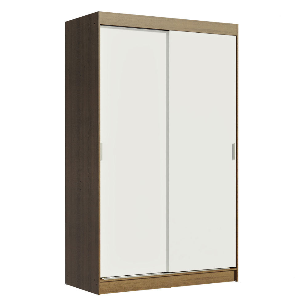 Placard Ropero Solteiro Madesa Tokio 2 Puertas Corredizas 2 Cajones Marrón/Blanco