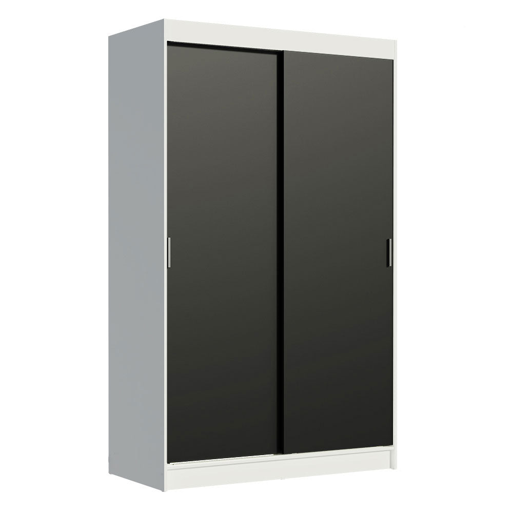 Placard Ropero Solteiro Madesa Tokio 2 Puertas Corredizas con 2 Cajones Blanco/Negro