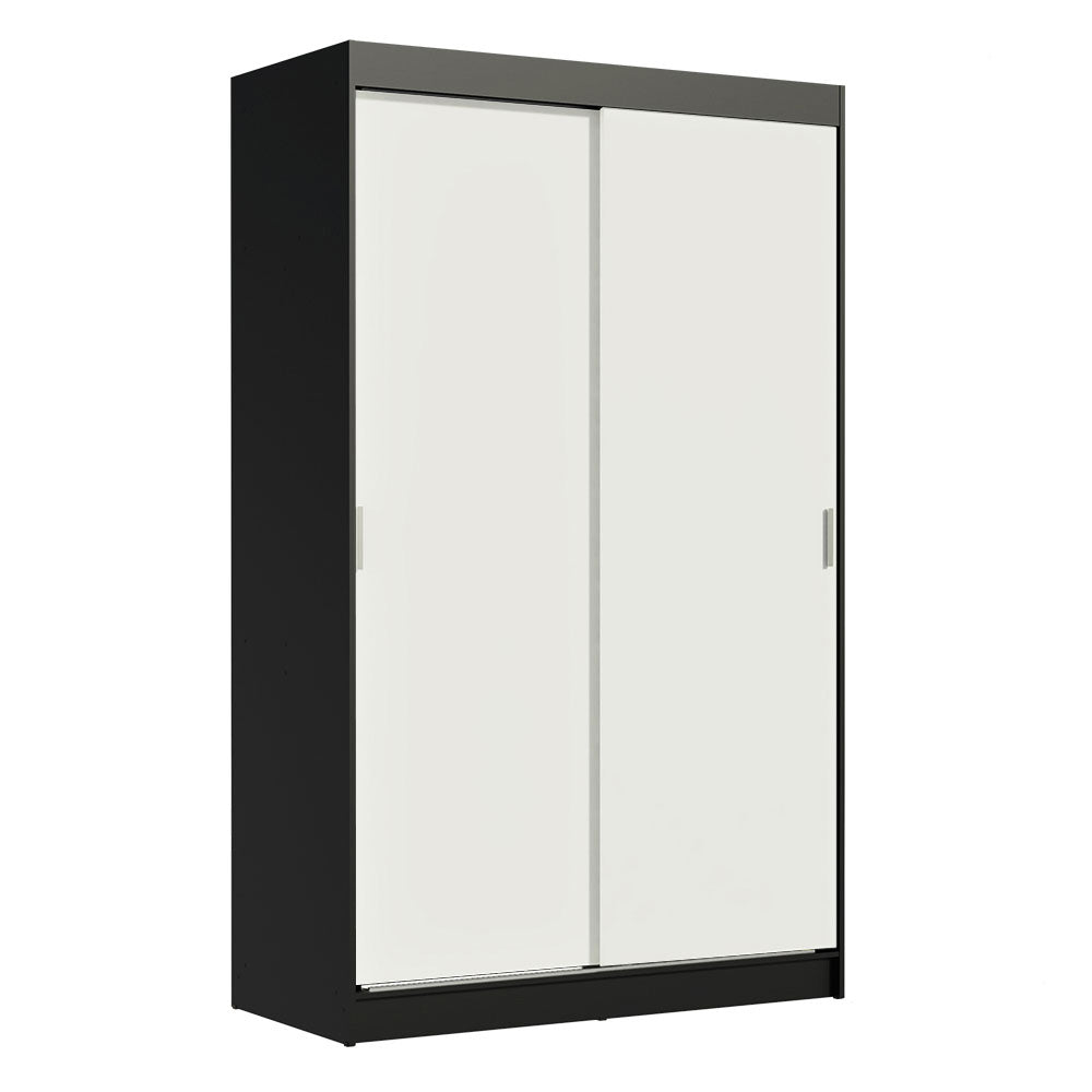 Placard Ropero Solteiro Madesa Tokio 2 Puertas Corredizas con 2 Cajones Negro/Blanco