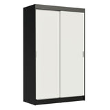 Placard Ropero Solteiro Madesa Tokio 2 Puertas Corredizas con 2 Cajones Negro/Blanco
