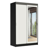 Placard Ropero Solteiro Madesa Tokio 2 Puertas Corredizas con Espejo 2 Cajones Negro/Blanco