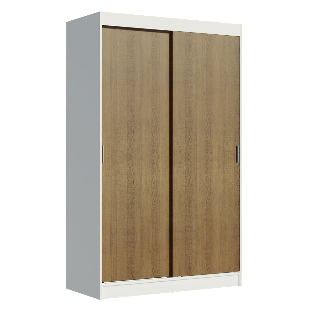 Placard Ropero Solteiro Madesa Tokio 2 Puertas Corredizas 2 Cajones Blanco/Marrón