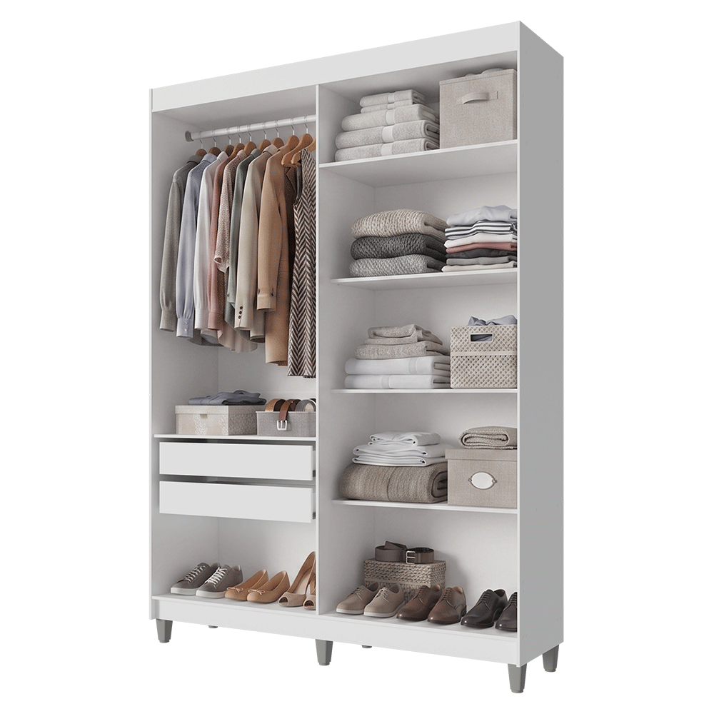 Placard Closet con Patas 2 Cajones 121 cm Blanco Venus Madesa