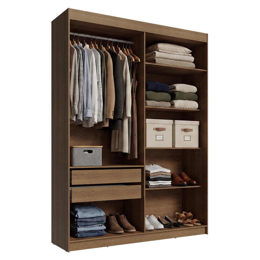 Placard Closet 2 Cajones 121 cm Marrón Venus Madesa