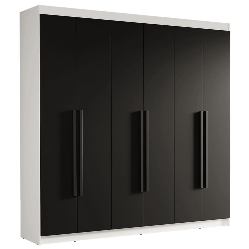 Placard Matrimonial 6 Puertas Batientes Venus Blanco/Negro/Negro